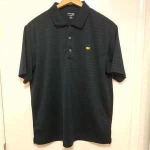 Masters Tech Golf Polo Mens XL Black Textured Performance Augusta Logo EUC